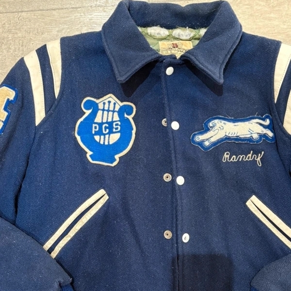 Patchwork Varsity Jacket Blue: Vintage 1982 - image 3